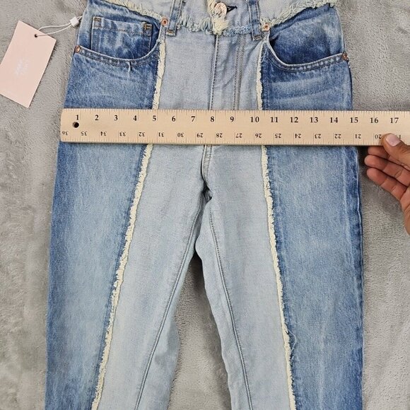 Revice Jeans Womens 25 Two Tone Blue Patchwork Blue Ankle Denim Festival NWT - Picture 7 of 12